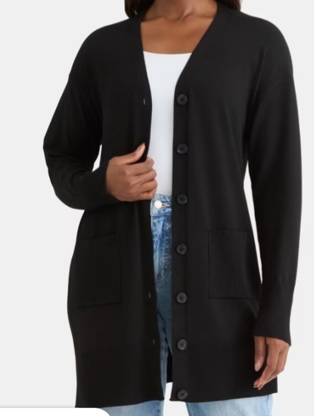 Time and Tru Women's Longline Button Front Cardigan Sweater, Lightweight
